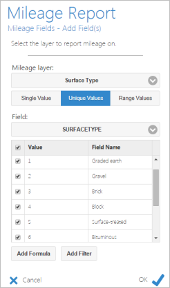 Adding the unique values using SurfaceType field Adding the unique values using SurfaceType field