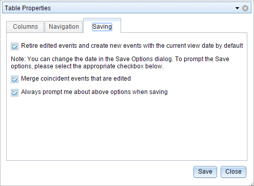 Saving tab Saving tab
