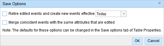 Save Options dialog box